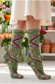 Pierre Mantoux CRASH rohelised kubistliku mustriga sokid | Sokisahtel