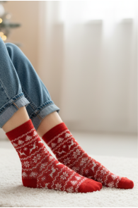 CRISTA red Christmas socks with deer | Sokisahtel
