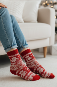 CRISTA red Christmas socks with bears | Sokisahtel