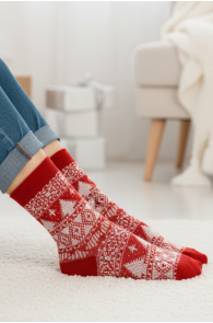 CRISTA red Christmas socks with spruce trees | Sokisahtel