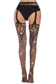 DANIELLE black fishnet tights with rhinestones | Sokisahtel