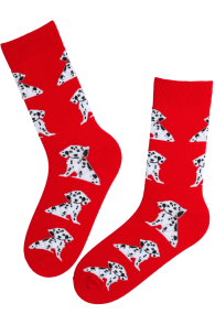 DARIEL red cotton socks with dalmatians | Sokisahtel