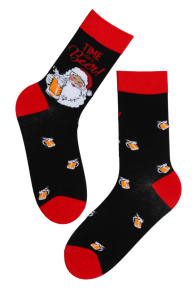 DECEMBER black cotton socks with Santa Claus | Sokisahtel