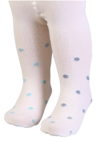 DIXIE creamy white polka dot tights for babies | Sokisahtel