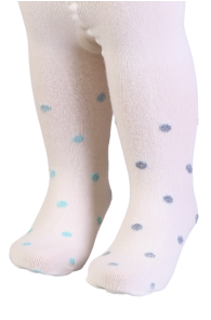 DIXIE creamy white polka dot tights for babies