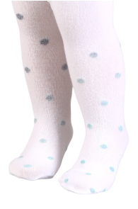 DIXIE white polka dot tights for babies | Sokisahtel