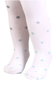 DIXIE white polka dot tights for babies