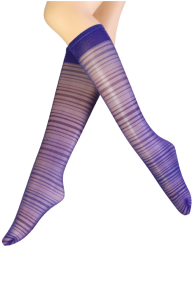 MAYFAIR purple striped sheer knee-highs | Sokisahtel