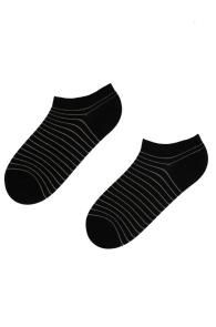 Женские укороченные (спортивные) хлопковые носки черного цвета с изображением блестящих полосок PIIA | Sokisahtel
