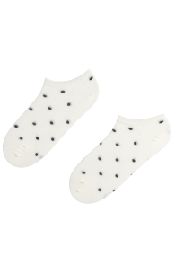 Женские укороченные (спортивные) хлопковые носки белого цвета с изображением блестящих крапинок PIIA | Sokisahtel