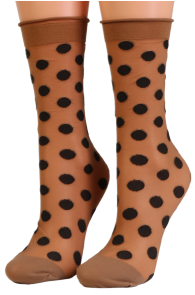 DOTS beige sheer spotted socks | Sokisahtel