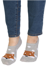 DOTTIE light gray low-cut socks with a fox | Sokisahtel