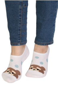 DOTTIE white low-cut socks with a bear | Sokisahtel