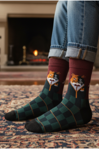 DUKE ruudulised härrasliku kassiga sokid lastele | Sokisahtel
