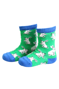 Хлопковые носки зелёного цвета с изображением очаровательных заек для малышей EASTER | Sokisahtel