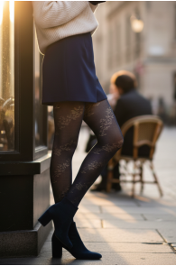 EDITH floral dark blue tights | Sokisahtel