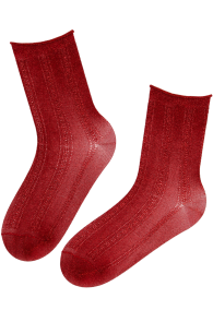 Хлопковые носки красного цвета в плетёную полоску EIRA | Sokisahtel