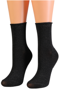 Фантазийные носки чёрного цвета с блеском ELINA | Sokisahtel