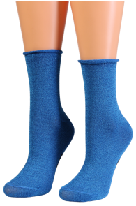 Фантазийные носки синего цвета с блеском ELINA | Sokisahtel