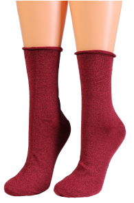 Фантазийные носки красного цвета с блеском ELINA | Sokisahtel