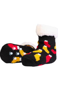 ELLIE black warm baby socks with colorful patterns and white lining.