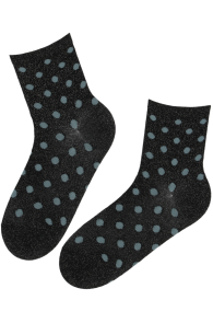 Хлопковые носки чёрного цвета в синюю крапинку с блеском ELMI | Sokisahtel