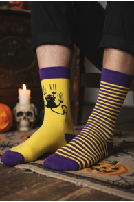 ELVIRA meriinovillased musta kassi ja triipudega Halloweeni sokid | Sokisahtel