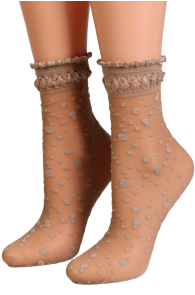 ELVIRA beige sheer socks with dots | Sokisahtel