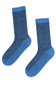 Мужские костюмные носки синего цвета из вискозы с ромбическим узором ELVIS | Sokisahtel
