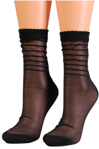 Тонкие фантазийные носки чёрного цвета с мягким краем EVELY | Sokisahtel