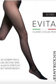 Чёрные колготки EVITA 3D, 20 ден, ощущаются как вторая кожа, эластичные, но не обвисают.