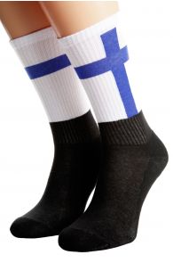 Хлопковые носки для женщин и мужчин с финским флагом FINLAND | Sokisahtel