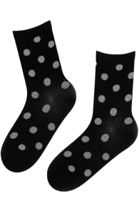 Хлопковые носки чёрного цвета в блестящий горошек FLABIA | Sokisahtel