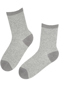Хлопковые носки серого цвета с блестящими пяткой и мыском FLABIA | Sokisahtel