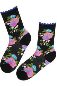 FLOWER black cotton socks