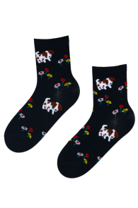 BUBBA dark blue cotton socks with dogs | Sokisahtel