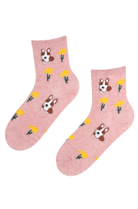 BUBBA pink cotton socks with dogs | Sokisahtel