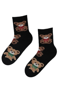 FLUFFY black warm socks with bears | Sokisahtel