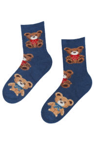 FLUFFY blue warm socks with bears | Sokisahtel