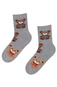 FLUFFY gray warm socks with bears | Sokisahtel