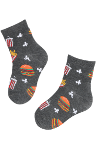 FOOD dark grey hamburger cotton socks for kids | Sokisahtel