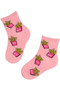 Детские хлопковые носки розового цвета с картошкой фри FOOD | Sokisahtel