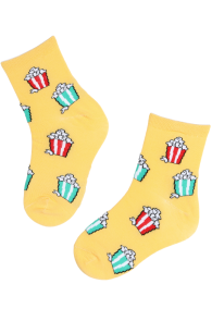 FOOD yellow popcorn cotton socks for kids | Sokisahtel