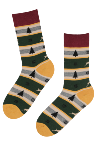 Хлопковые носки с разноцветным полосатым узором в зимней тематике FROZEN | Sokisahtel