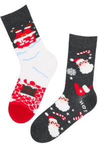 FRANZ dark grey Christmas socks with Santas | Sokisahtel