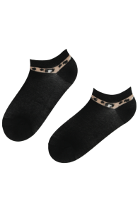 FREYA black low-cut socks with a beige edge | Sokisahtel