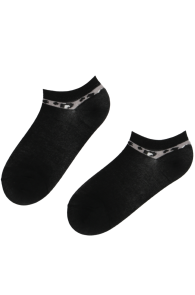 FREYA black low-cut socks with a grey edge | Sokisahtel