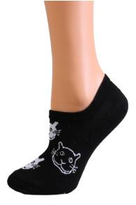 HAPPY black cotton footies with cats | Sokisahtel