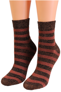 Хлопковые носки бронзового цвета с блестящими полосками GAGA | Sokisahtel