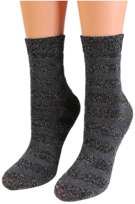 Хлопковые носки серого цвета с блестящими полосками GAGA | Sokisahtel